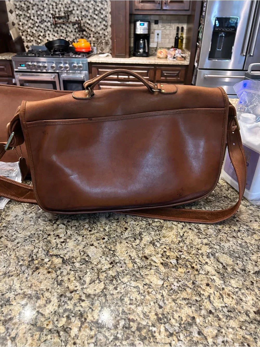 1980’s Coach 8101 British Tan Double Pocket Courier Messenger Bag